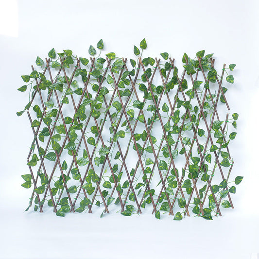 KTX-677651 Telescopic Silk Flower Fence for Indoor Garden Decoration, Morning Glory & Rose Options