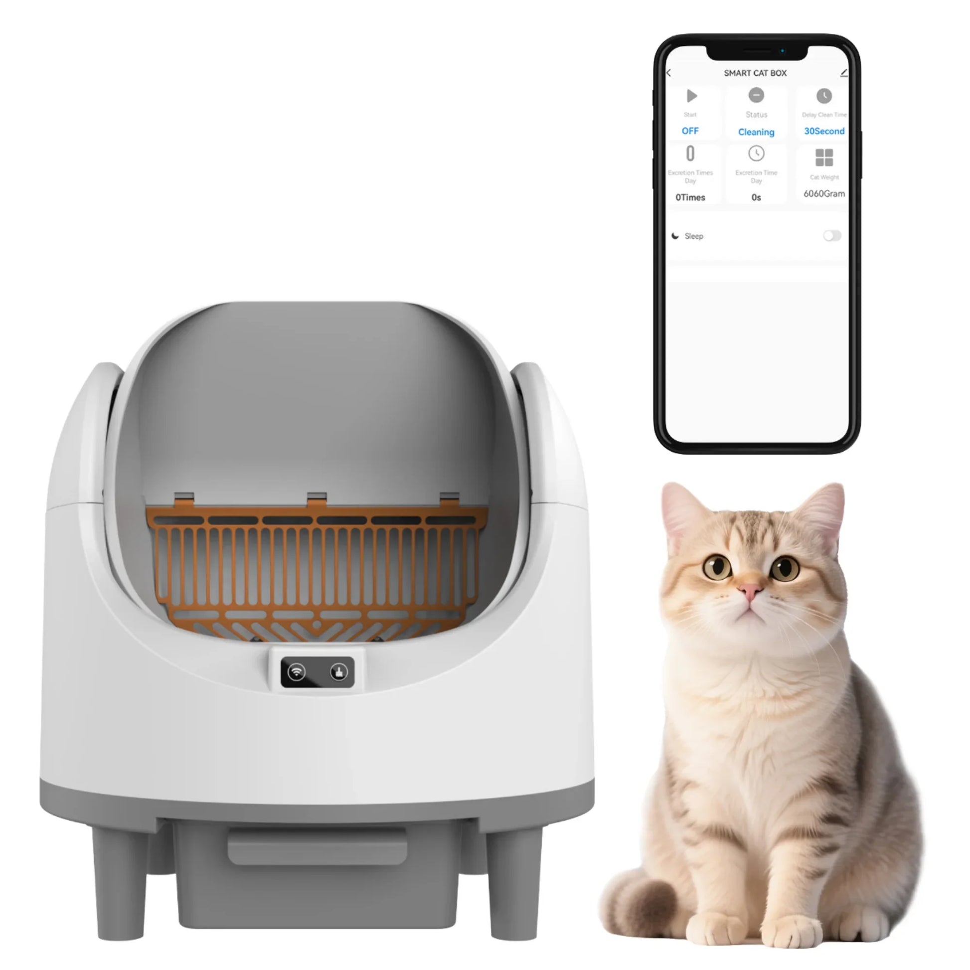 KTX-678163 Automatic Self-Cleaning Cat Litter Box with APP Control - Extra Large, Durable Plastic, Odor-Free Design