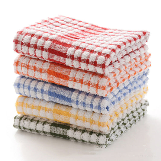 KTX-678291 Cotton Plaid Kitchen Dish Towel - Various Patterns and Sizes in Pink, Blue, Green, Orange, Red