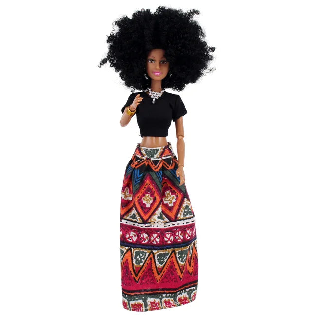KTX-678547 Elegant Black Fashion Doll with Afro Hair - Educational Toy for All Ages