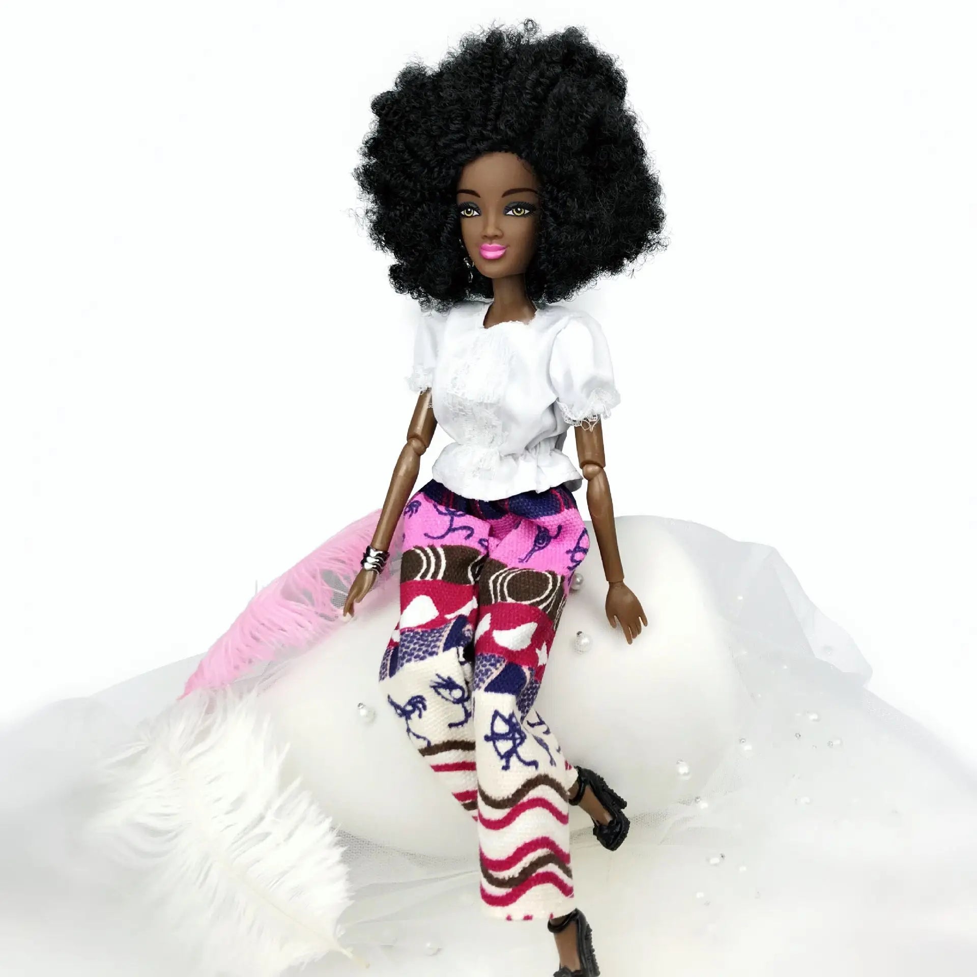 KTX-678547 Elegant Black Fashion Doll with Afro Hair - Educational Toy for All Ages