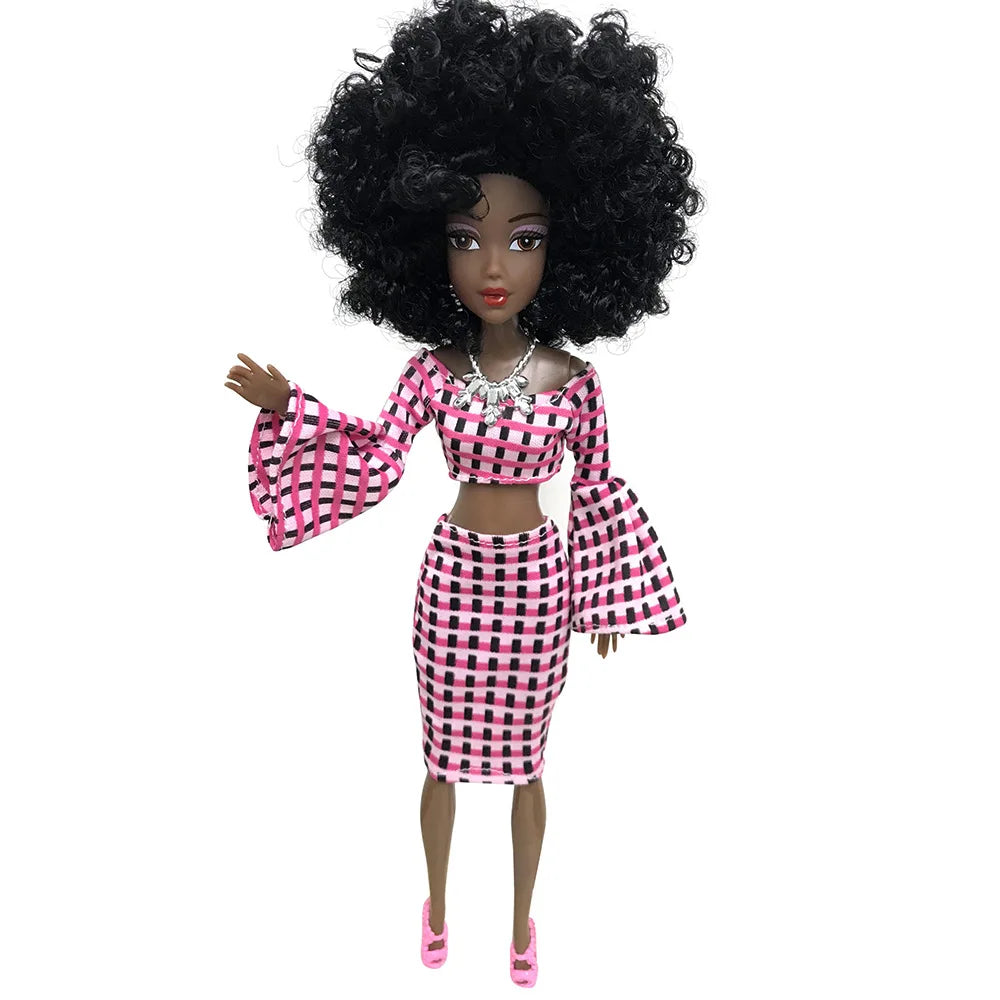 KTX-678547 Elegant Black Fashion Doll with Afro Hair - Educational Toy for All Ages