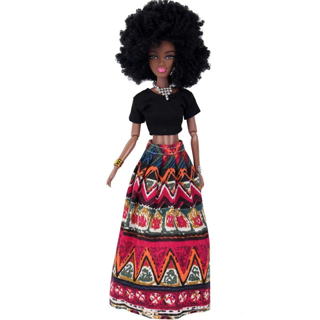 KTX-678547 Elegant Black Fashion Doll with Afro Hair - Educational Toy for All Ages