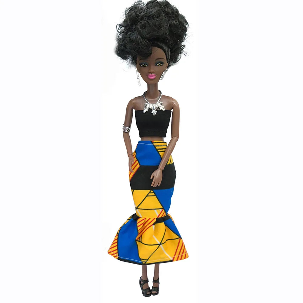 KTX-678547 Elegant Black Fashion Doll with Afro Hair - Educational Toy for All Ages