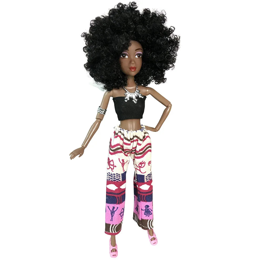 KTX-678547 Elegant Black Fashion Doll with Afro Hair - Educational Toy for All Ages