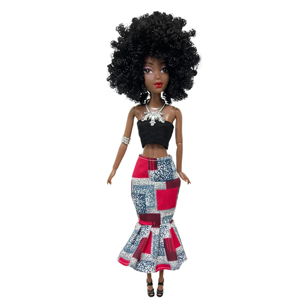KTX-678547 Elegant Black Fashion Doll with Afro Hair - Educational Toy for All Ages