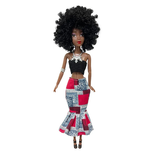 KTX-678547 Elegant Black Fashion Doll with Afro Hair - Educational Toy for All Ages