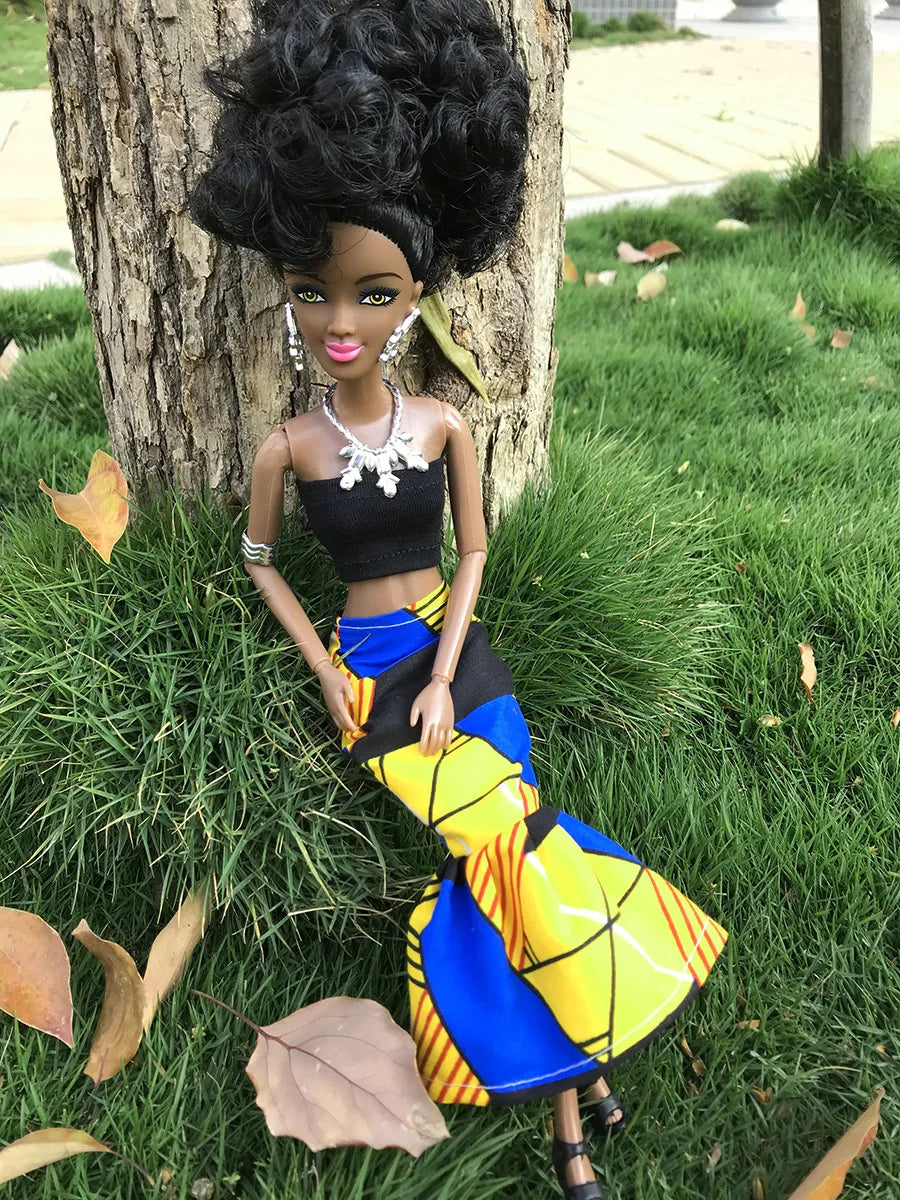 KTX-678547 Elegant Black Fashion Doll with Afro Hair - Educational Toy for All Ages