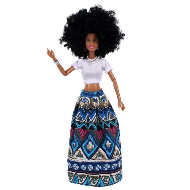 KTX-678547 Elegant Black Fashion Doll with Afro Hair - Educational Toy for All Ages