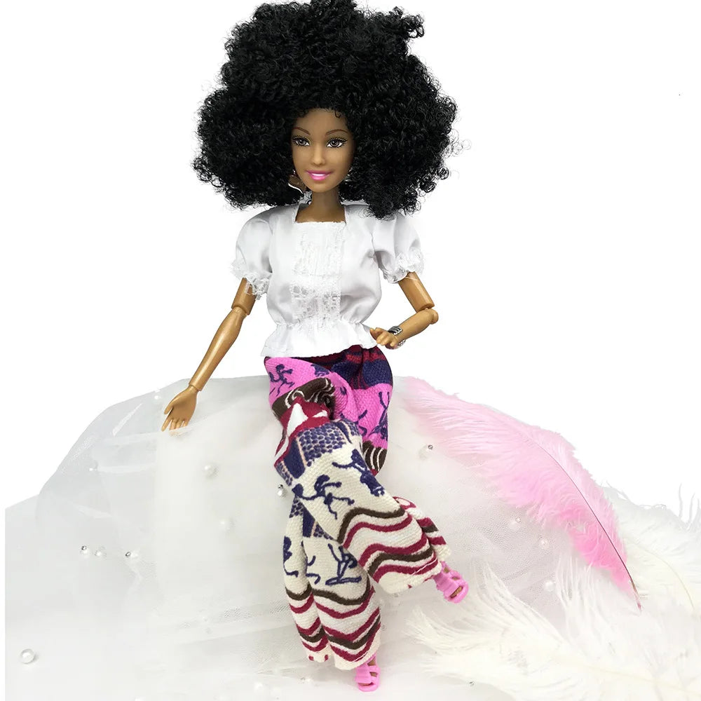 KTX-678547 Elegant Black Fashion Doll with Afro Hair - Educational Toy for All Ages