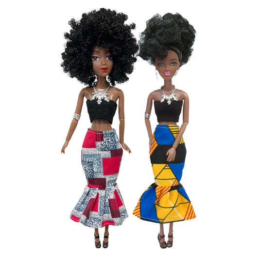 KTX-678547 Elegant Black Fashion Doll with Afro Hair - Educational Toy for All Ages