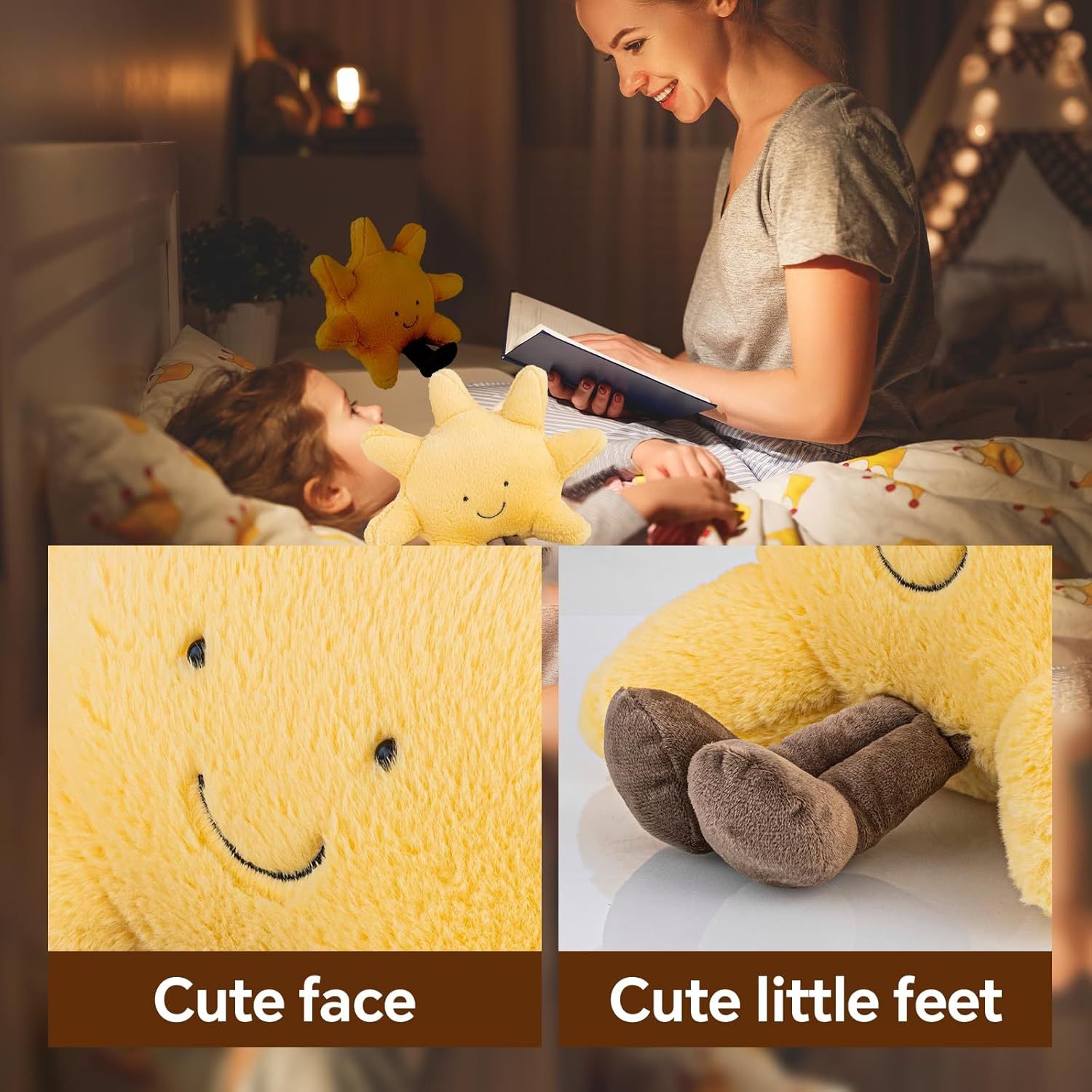 KTX-678547 Sunshine and Moon Plush Toy Set - Soft Stuffed Animal Pillows for Kids, Perfect Birthday Gift, Warm and Cozy Hugging Companions