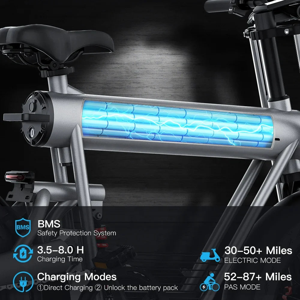 KTX-679571 1000W Electric Mountain Bike with 20-Inch Fat Tires, 7-Speed, and Hydraulic Disc Brakes