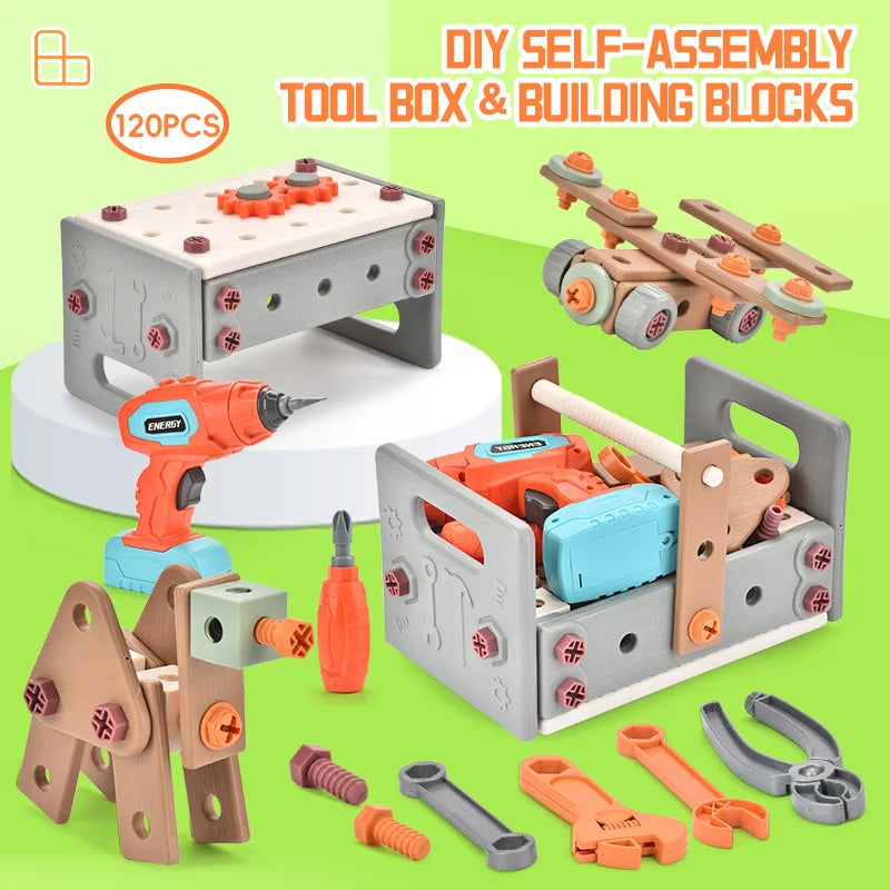 KTX-679699 Kids DIY Electric Drill Tool Box Set for Pretend Play and Creative Building Activities