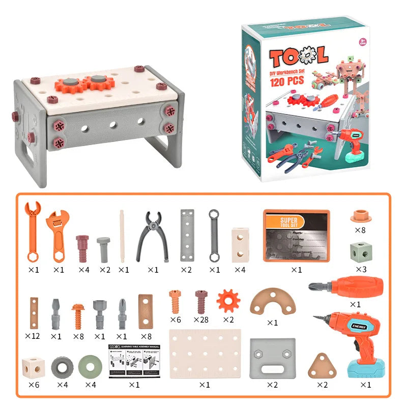 KTX-679699 Kids DIY Electric Drill Tool Box Set for Pretend Play and Creative Building Activities