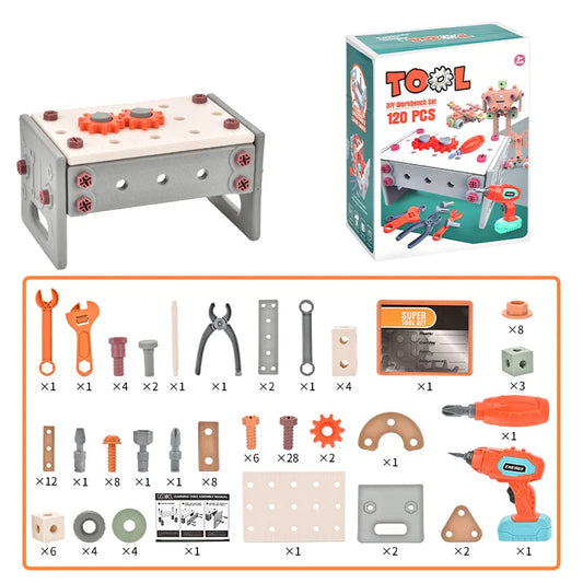 KTX-679699 Kids DIY Electric Drill Tool Box Set for Pretend Play and Creative Building Activities