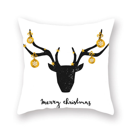 KTX-679699 Nordic Christmas Golden Pillow Cover - 45x45cm Polyester Cushion Case