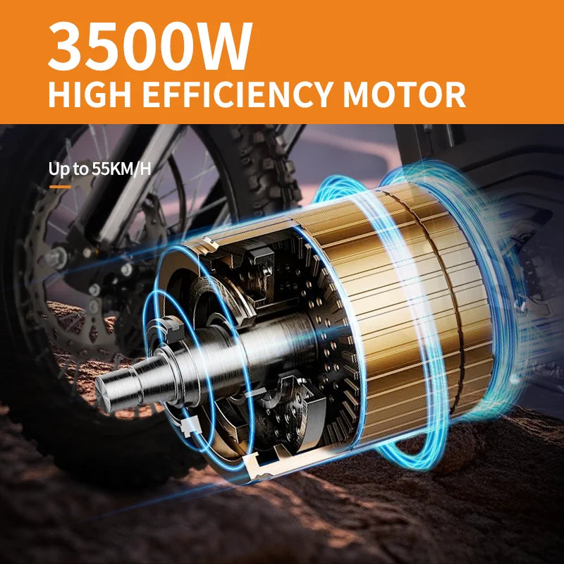 KTX-679955 60V 6000W Electric Dirt Bike with Hydraulic Shock Absorption and 70KM/H Max Speed