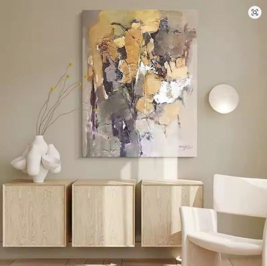 KTX-679955 Hand-Drawn Modern Abstract Oil Painting on Canvas for Living Room Decor