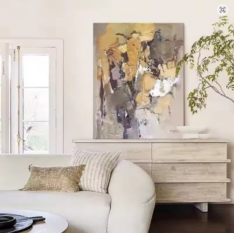 KTX-679955 Hand-Drawn Modern Abstract Oil Painting on Canvas for Living Room Decor