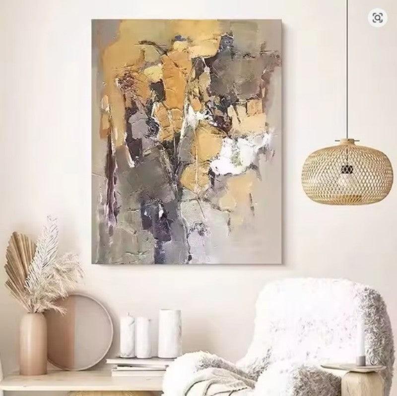 KTX-679955 Hand-Drawn Modern Abstract Oil Painting on Canvas for Living Room Decor