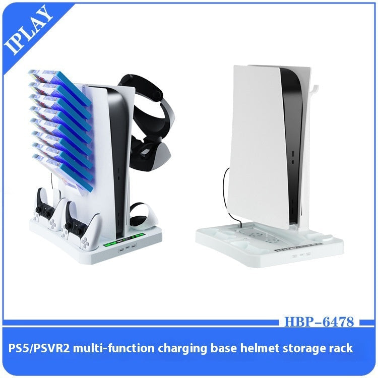 KTX-680083 Multifunctional Charging Base with Cooling Pad, Game Disc and Helmet Storage for PS5/PSVR2