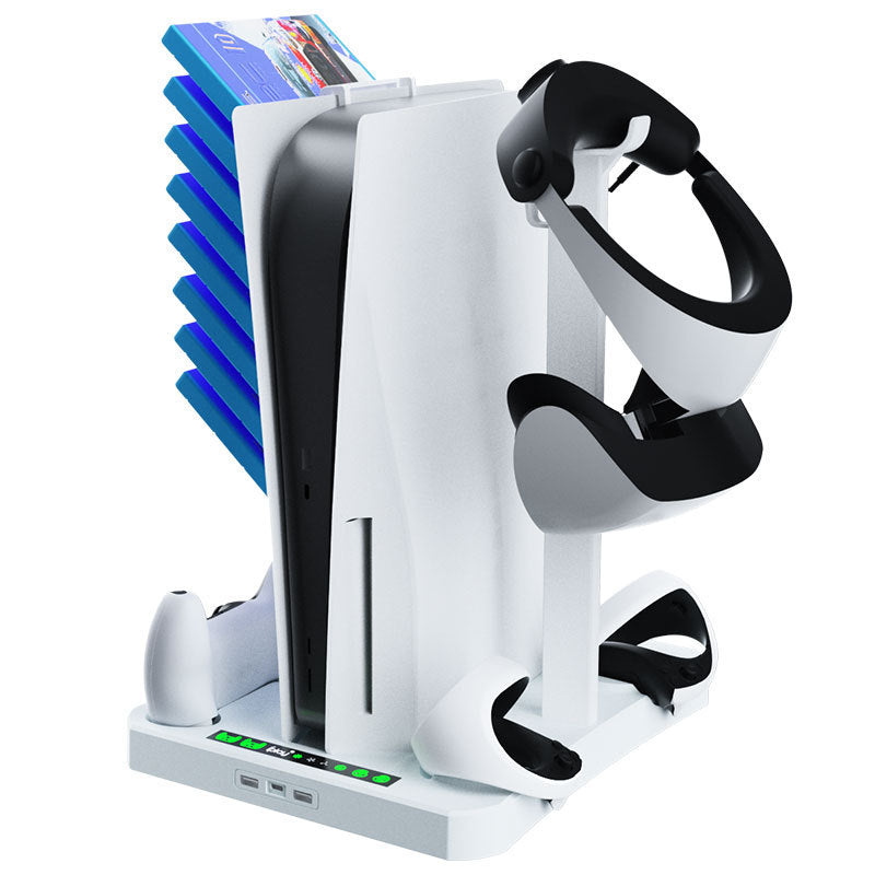 KTX-680083 Multifunctional Charging Base with Cooling Pad, Game Disc and Helmet Storage for PS5/PSVR2