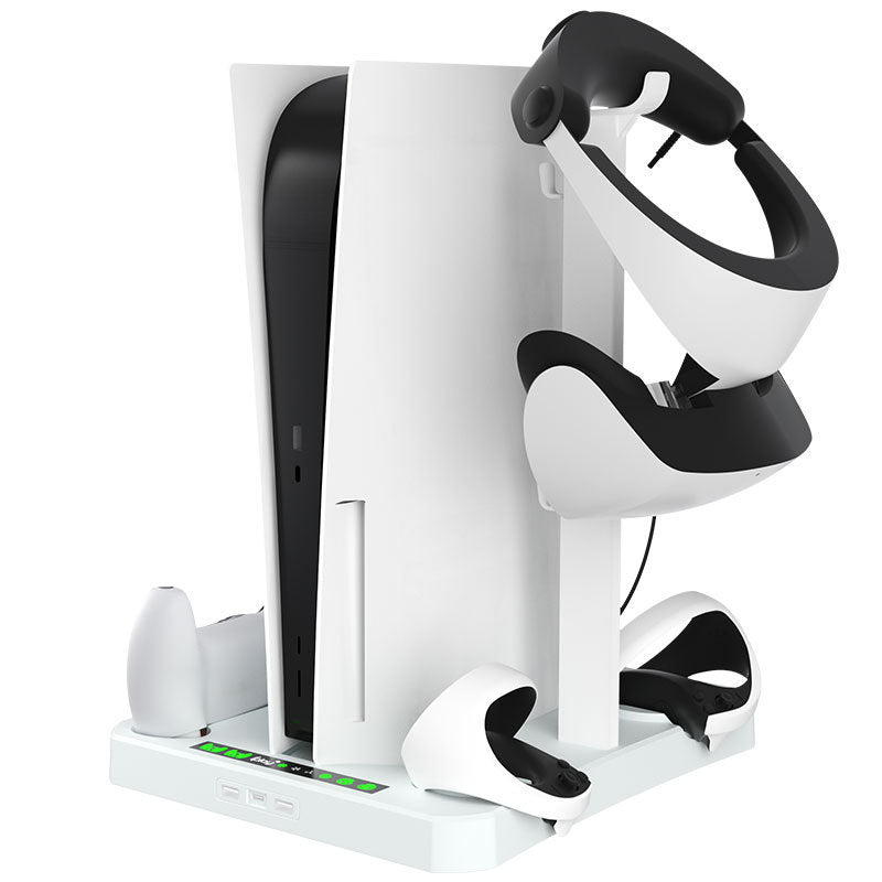 KTX-680083 Multifunctional Charging Base with Cooling Pad, Game Disc and Helmet Storage for PS5/PSVR2