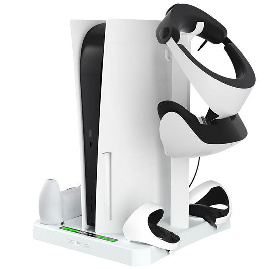 KTX-680083 Multifunctional Charging Base with Cooling Pad, Game Disc and Helmet Storage for PS5/PSVR2