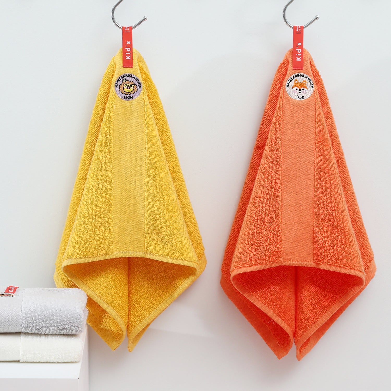 KTX-680595 Premium Cotton Rectangular Washcloth - 50 x 25 cm, Absorbent and Soft in White, Yellow, Gray, and Orange