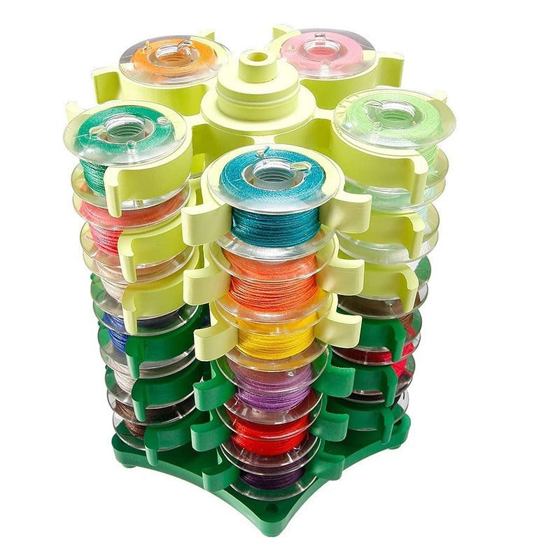 KTX-680851 6-Layer Rotating Bobbin Storage Organizer with 30 Grids for Sewing Supplies