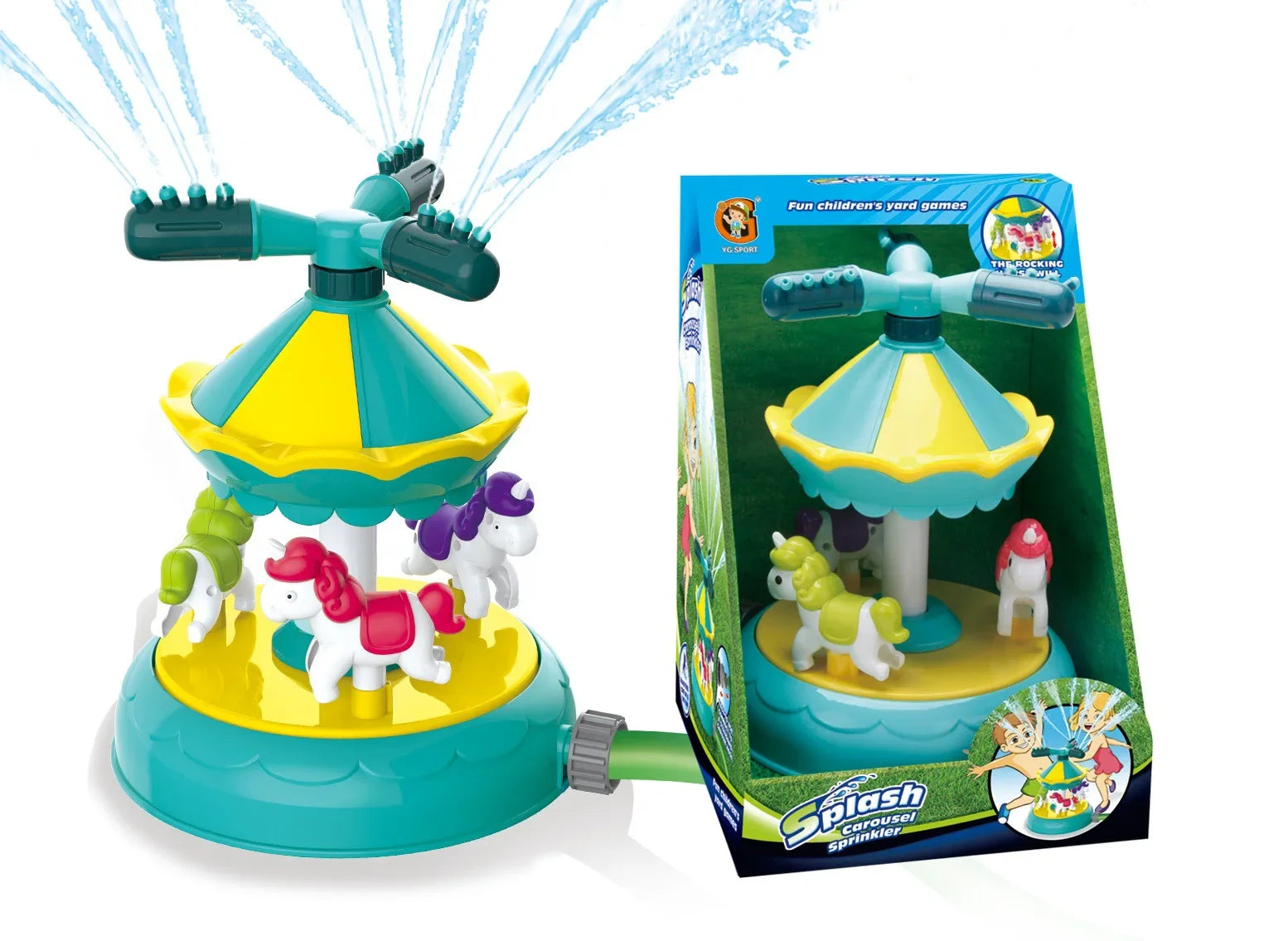 KTX-680851 Cartoon Octopus Water Spray Toy - 360-Degree Rotating Sprinkler for Outdoor Play