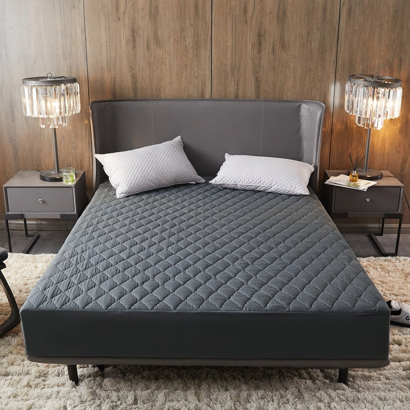 KTX-681171 Waterproof Solid Color Quilted Fitted Sheet for Medium and High Mattresses
