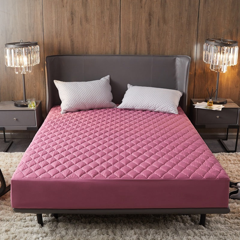 KTX-681171 Waterproof Solid Color Quilted Fitted Sheet for Medium and High Mattresses