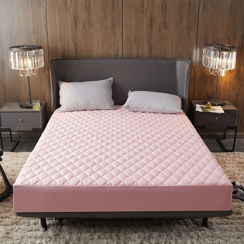KTX-681171 Waterproof Solid Color Quilted Fitted Sheet for Medium and High Mattresses