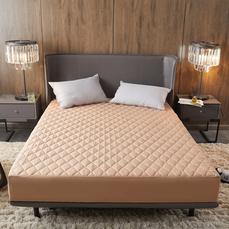 KTX-681171 Waterproof Solid Color Quilted Fitted Sheet for Medium and High Mattresses
