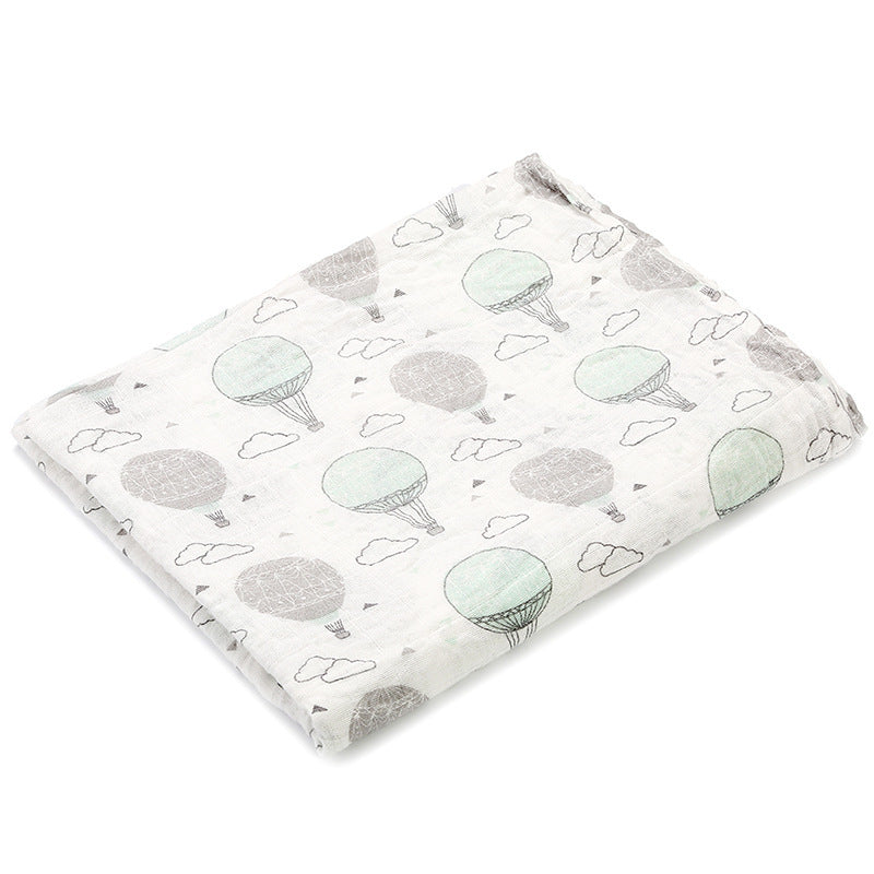 KTX-683155 Double Layer Cotton Baby Swaddle Quilt – Animal, Stripe, and Cartoon Patterns, 120x100 cm