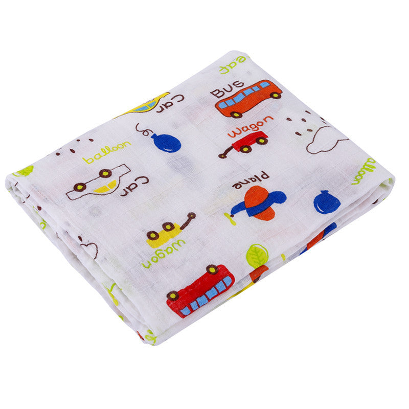 KTX-683155 Double Layer Cotton Baby Swaddle Quilt – Animal, Stripe, and Cartoon Patterns, 120x100 cm
