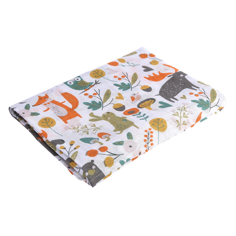 KTX-683155 Double Layer Cotton Baby Swaddle Quilt – Animal, Stripe, and Cartoon Patterns, 120x100 cm