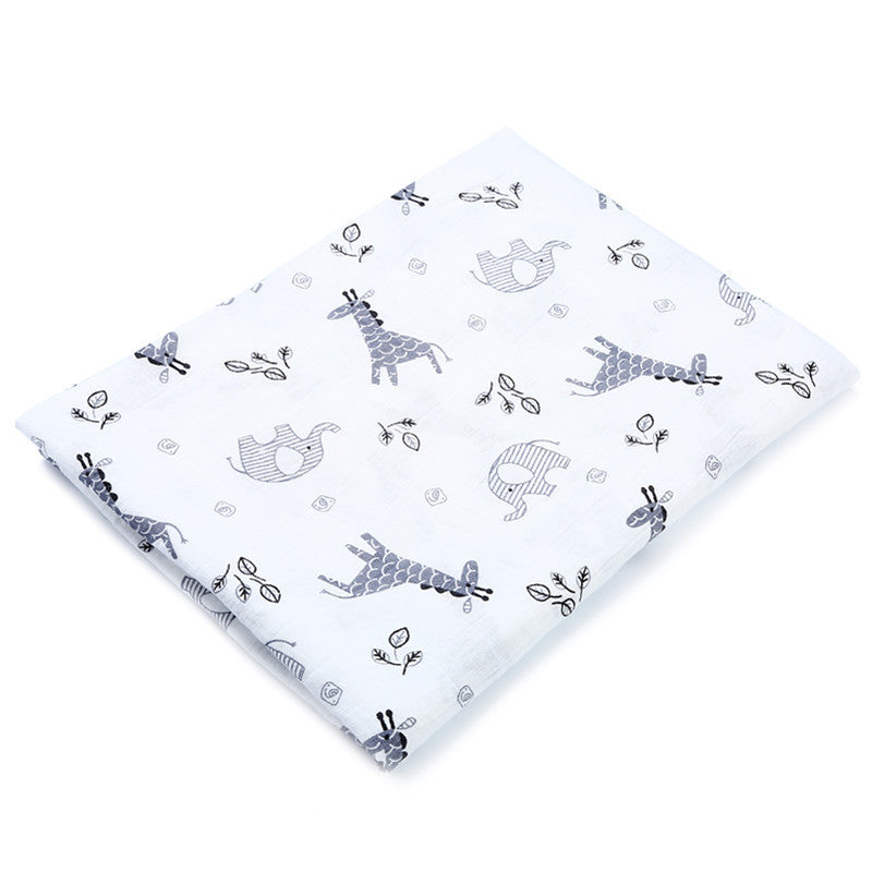 KTX-683155 Double Layer Cotton Baby Swaddle Quilt – Animal, Stripe, and Cartoon Patterns, 120x100 cm