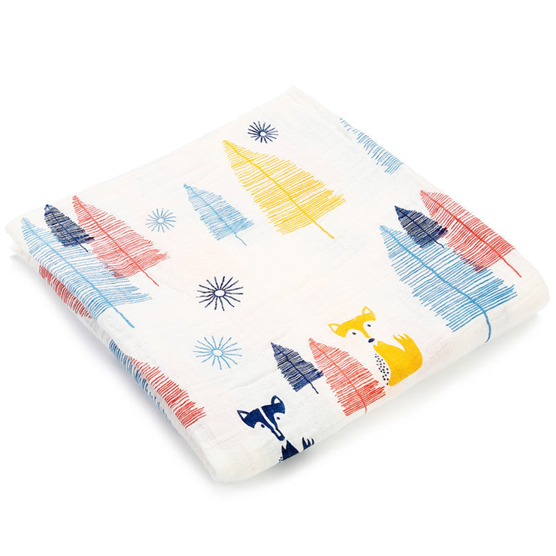 KTX-683155 Double Layer Cotton Baby Swaddle Quilt – Animal, Stripe, and Cartoon Patterns, 120x100 cm