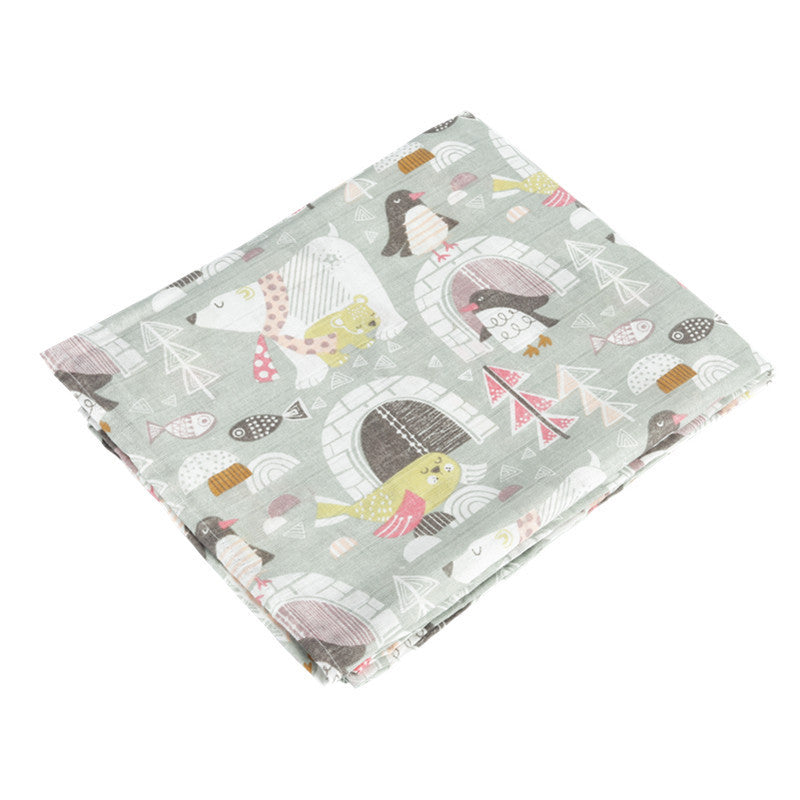 KTX-683155 Double Layer Cotton Baby Swaddle Quilt – Animal, Stripe, and Cartoon Patterns, 120x100 cm