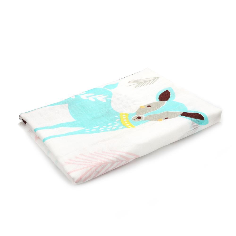 KTX-683155 Double Layer Cotton Baby Swaddle Quilt – Animal, Stripe, and Cartoon Patterns, 120x100 cm