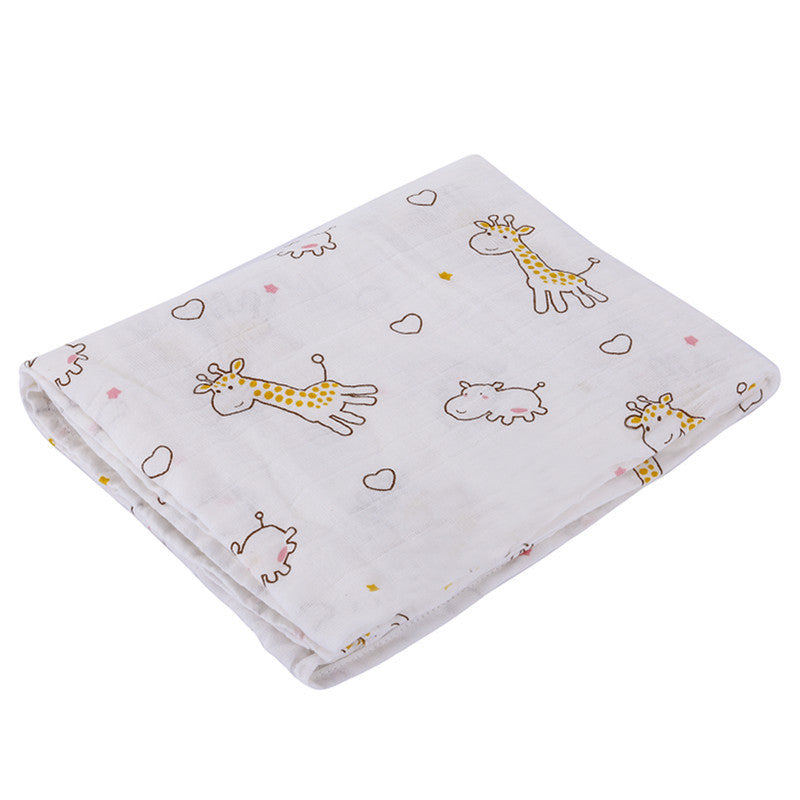 KTX-683155 Double Layer Cotton Baby Swaddle Quilt – Animal, Stripe, and Cartoon Patterns, 120x100 cm