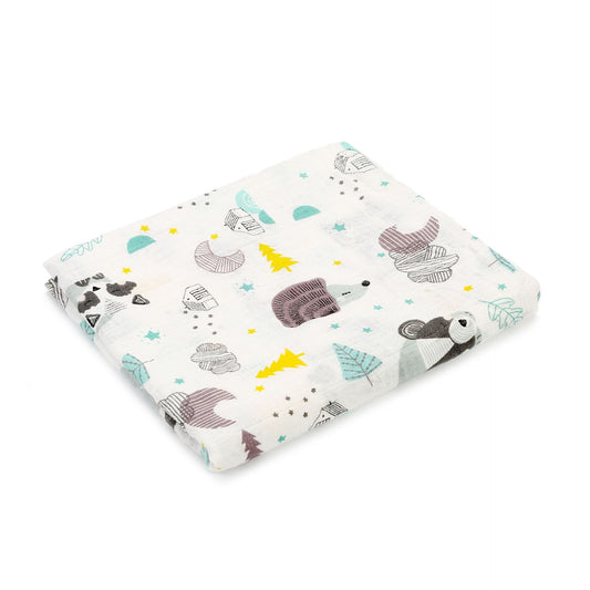 KTX-683155 Double Layer Cotton Baby Swaddle Quilt – Animal, Stripe, and Cartoon Patterns, 120x100 cm