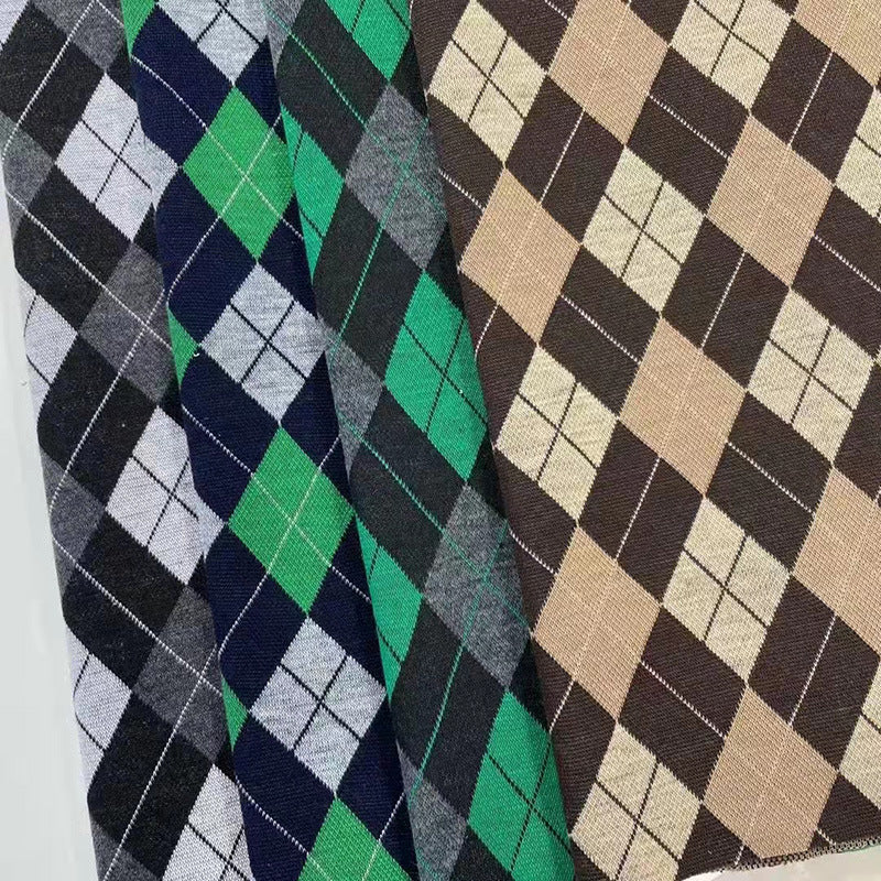 KTX-683155 Knitted Jacquard Checkerboard Fabric for Luggage - 97% Polyester, 3% Spandex - 165CM Wide