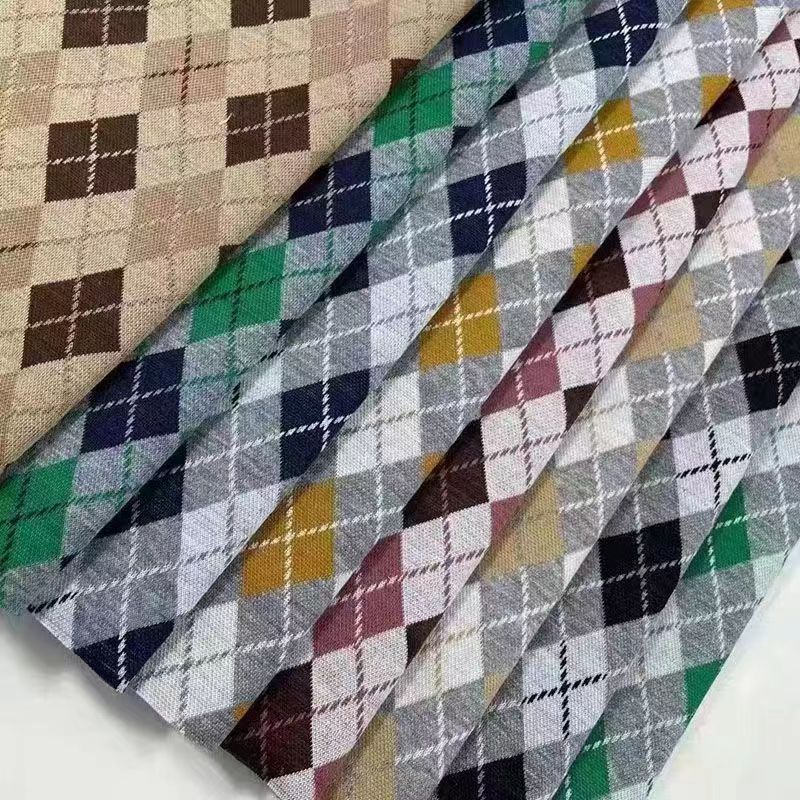 KTX-683155 Knitted Jacquard Checkerboard Fabric for Luggage - 97% Polyester, 3% Spandex - 165CM Wide