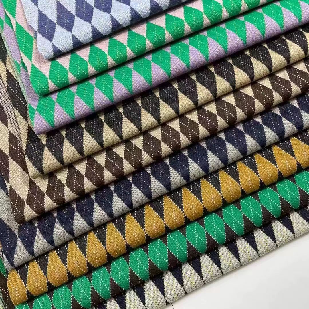 KTX-683155 Knitted Jacquard Checkerboard Fabric for Luggage - 97% Polyester, 3% Spandex - 165CM Wide