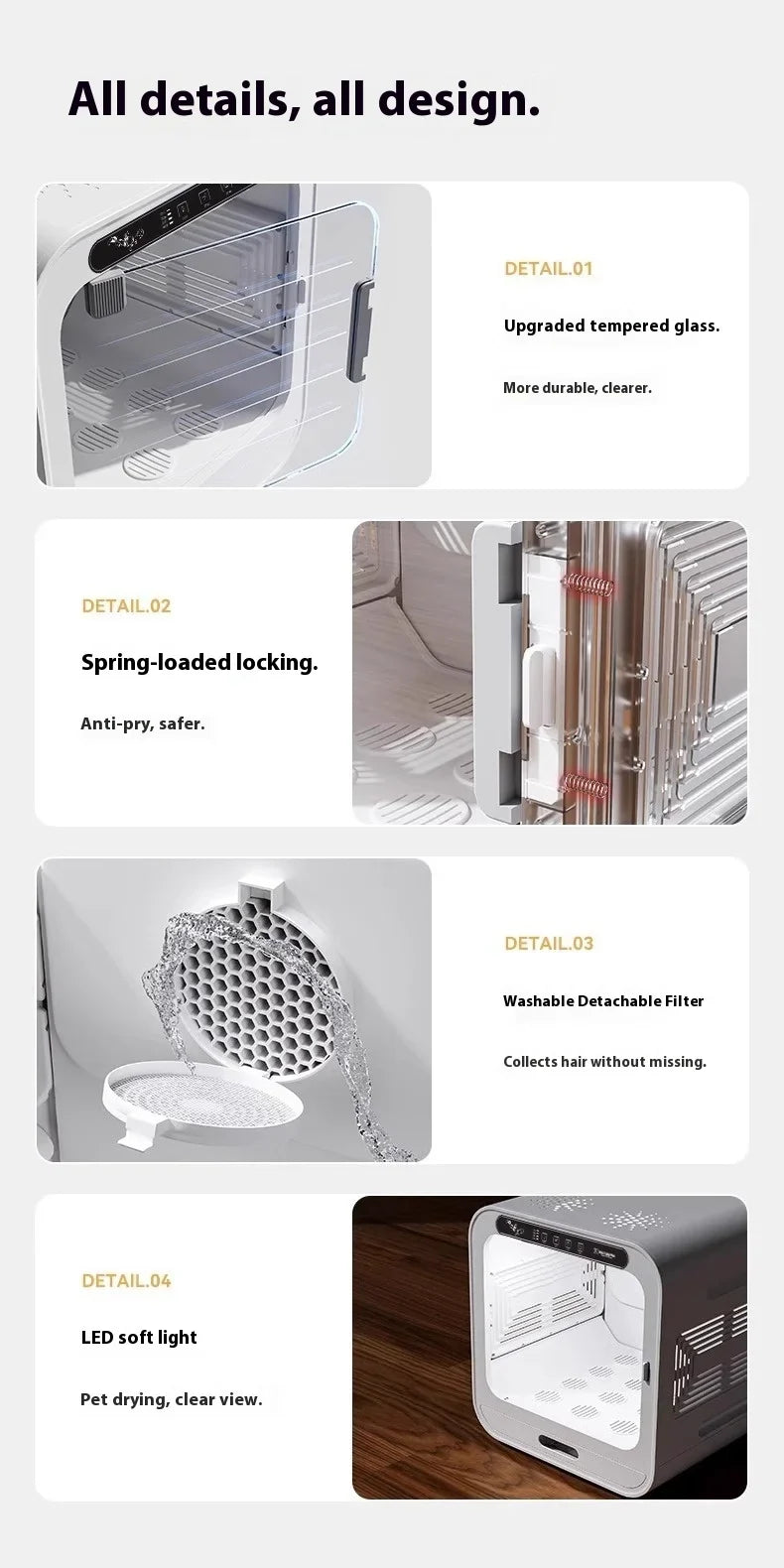 KTX-683731 Automatic Ultra Quiet Pet Hair Dryer with 72L Drying Box for Small Dogs and Cats