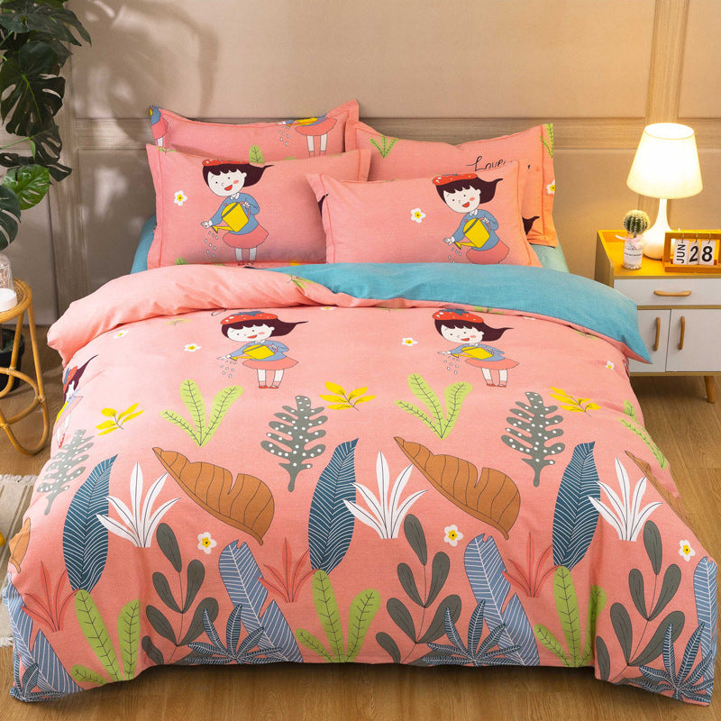 KTX-683795 Cotton Winter Linen Quilt Cover Bedding Set in Various Sizes with Plant and Flower Patterns